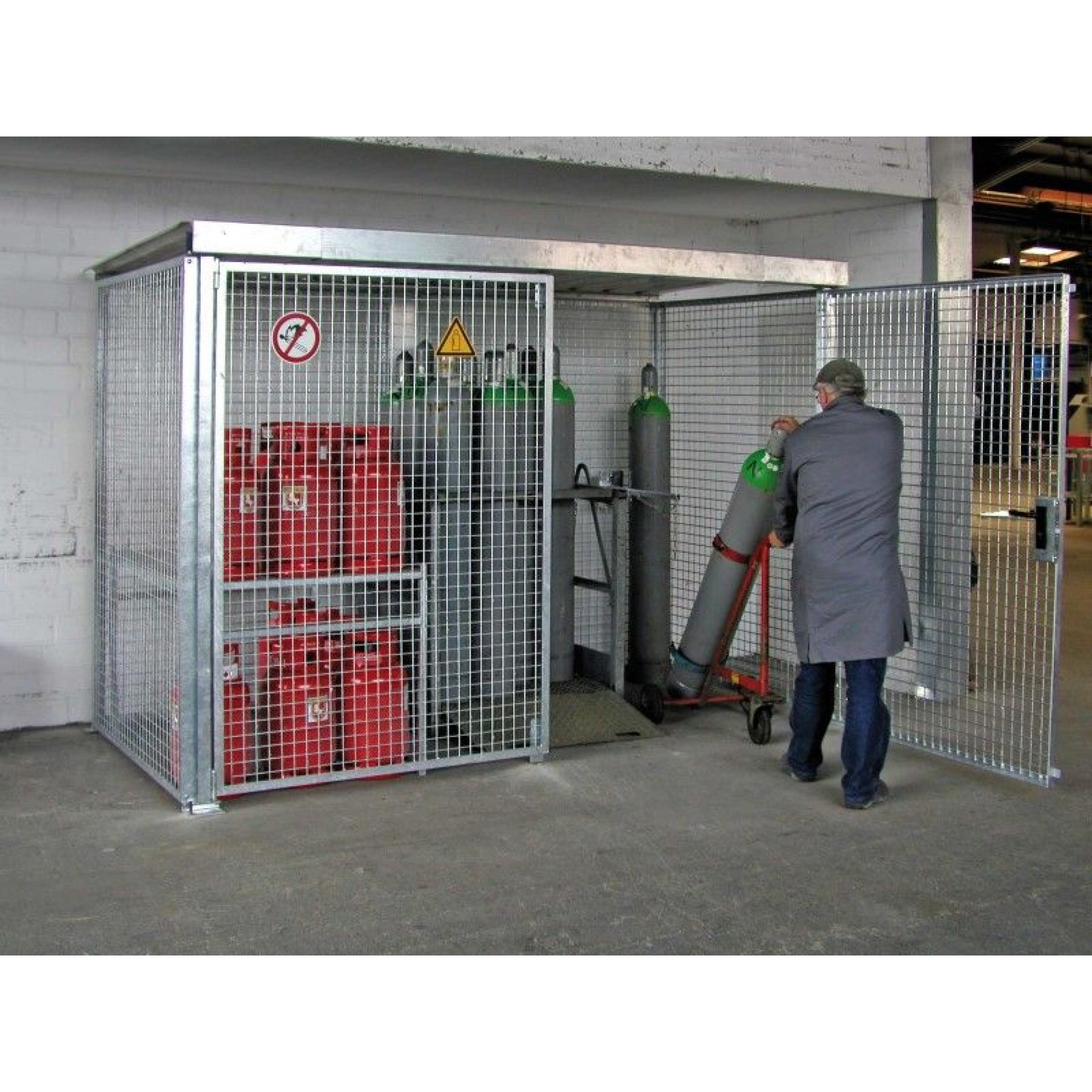Gasflessencontainer met dak voor 32 gasflessen, GFC-M1-D-DV