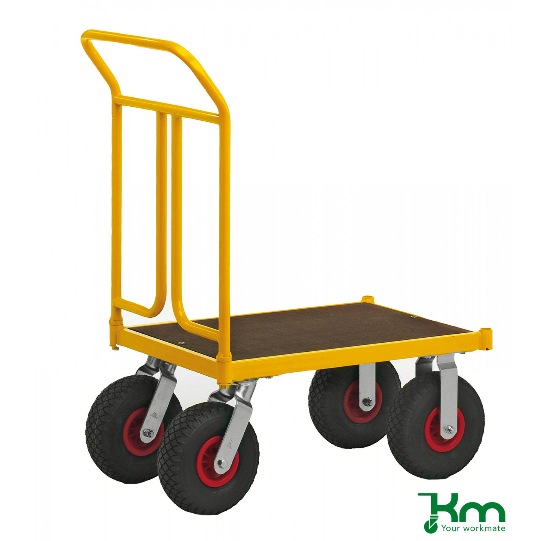 Duwwagen geel met MDF laadvloer, serie KM144