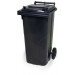 Kunststof afvalcontainer 120 liter, grijze romp, grijze deksel, 70092-S29-21-1005-78