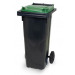 Kunststof afvalcontainer 80 liter, grijze romp, groene deksel, 70092-S29-21-1005-7830