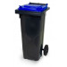 Kunststof afvalcontainer 80 liter, grijze romp, blauwe deksel, 70092-S29-21-1005-7840