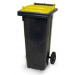 Kunststof afvalcontainer 80 liter, grijze romp, gele deksel, 70092-S29-21-1005-7850