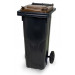 Kunststof afvalcontainer 80 liter, grijze romp, bruine deksel, 70092-S29-21-1005-7890