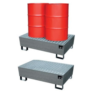 Vloeistofopvangbak type ECO-S, geschikt voor 2x 200 liter vaten, 70049-ECO-S2/200